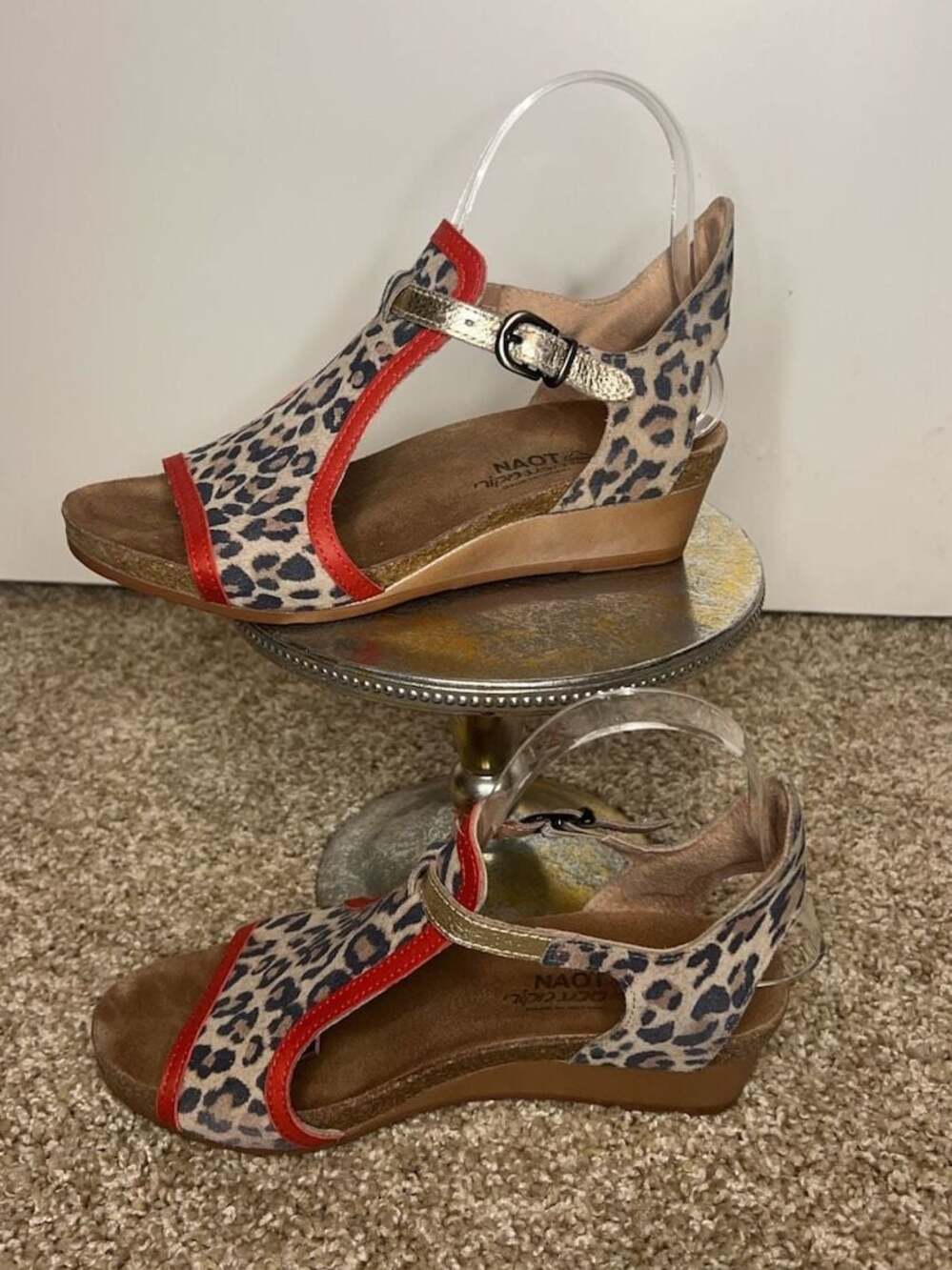 Naot Women's Leopard Print Wedge Sandals Size 37 - Picture 6 of 14